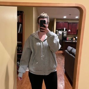 Oversized grey zip hoodie